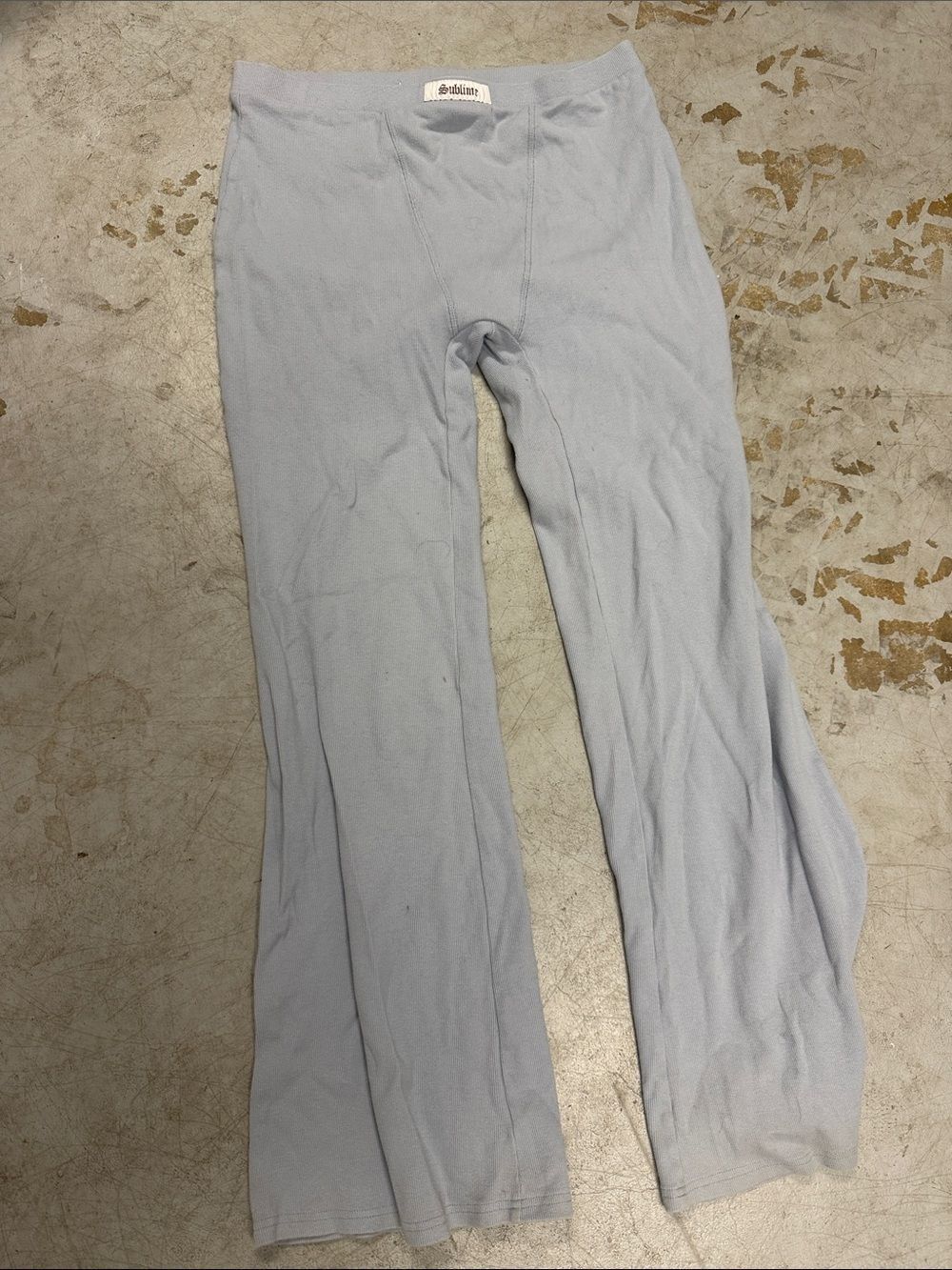 Light Blue Flared Lounge Pants - Large (Size 16) Ribbed Comfortable Pant